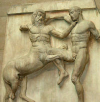 Centaure combattant un Lapithe, métope du Parthénon, British Museum